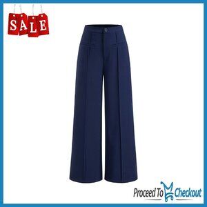 Wide Leg Trousers Elastic Waist Comfortable Fit Casual Pants